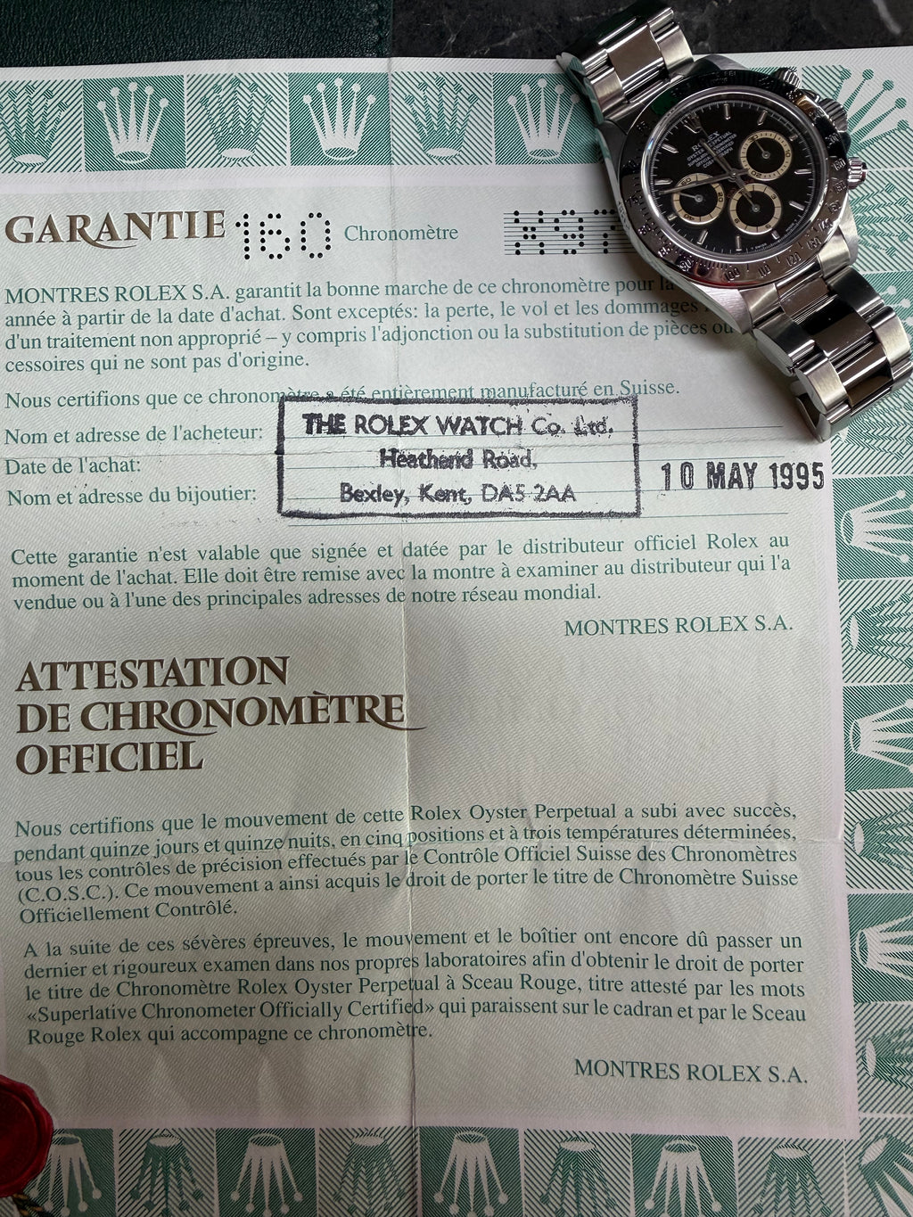 Rolex Daytona 16520 Zenith Patrizzi Dial
