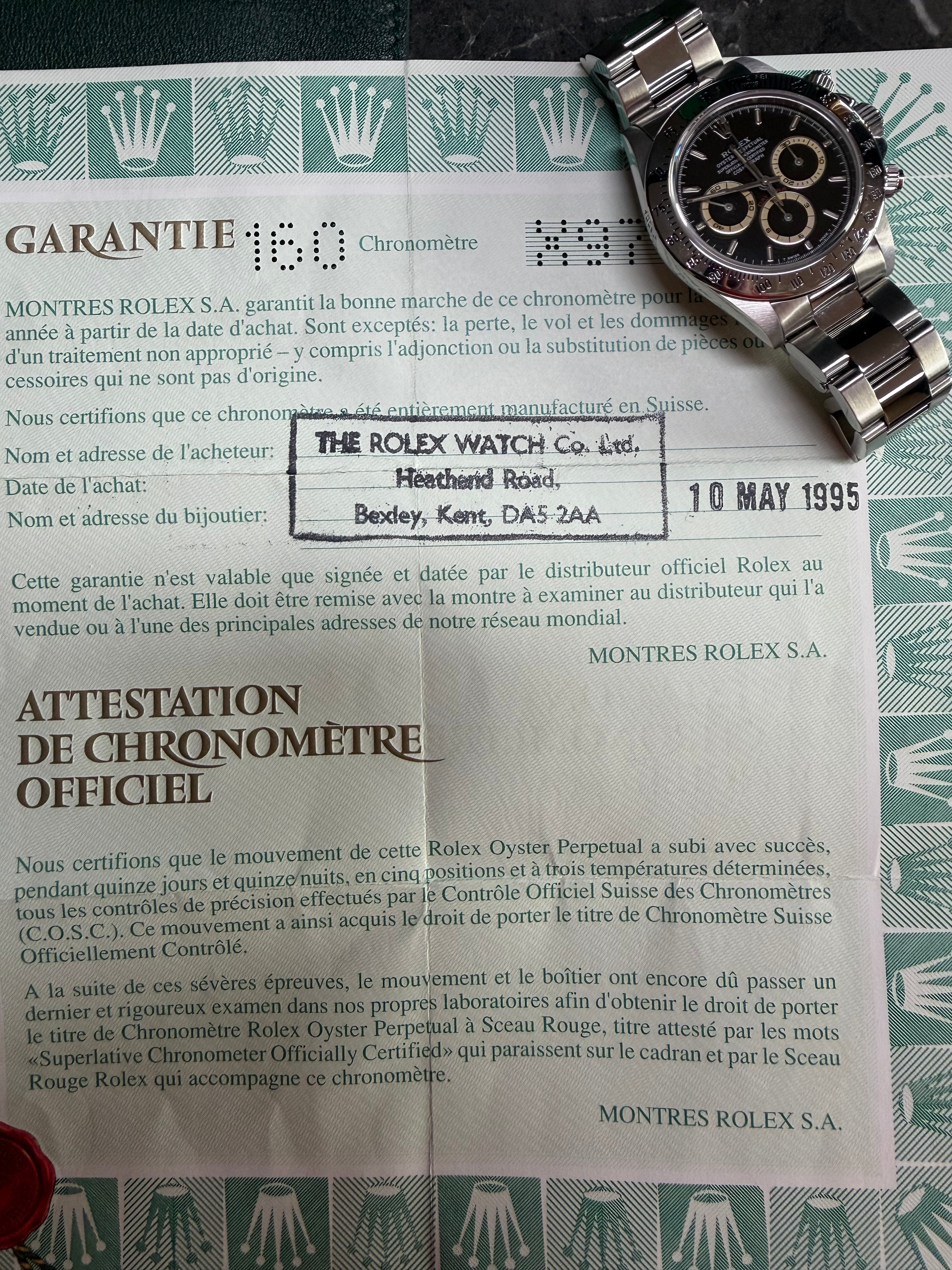 Rolex Daytona 16520 Zenith Patrizzi Dial