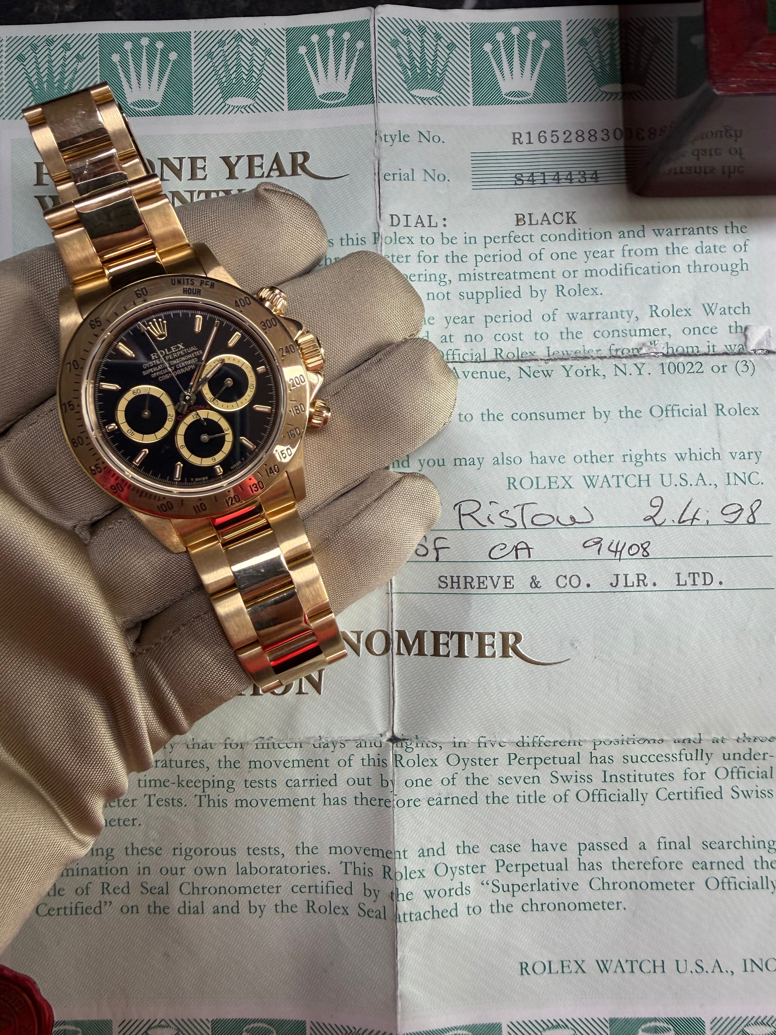 Rolex Daytona 16528 Zenith Black Dial