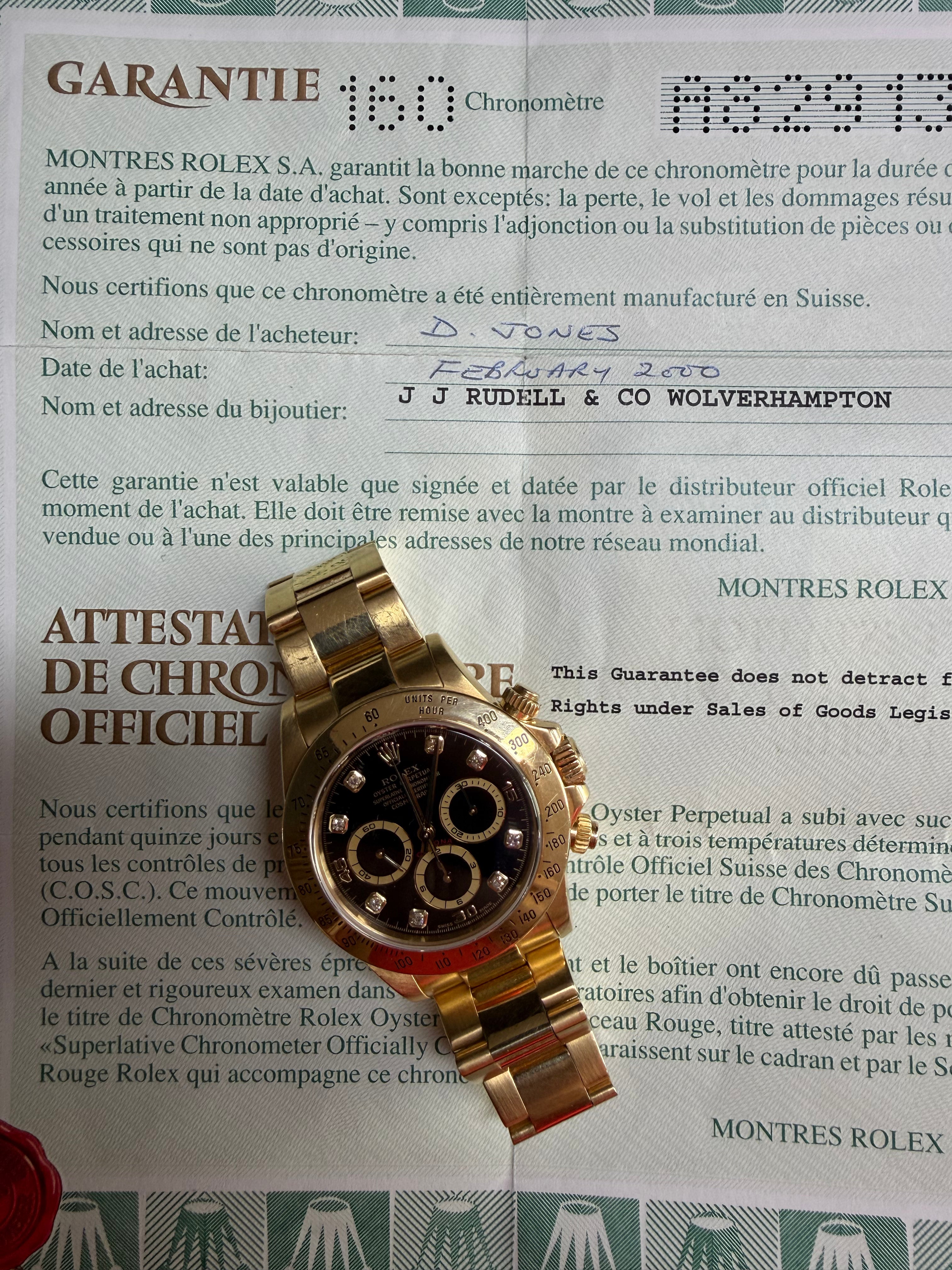 Rolex Daytona 16528 Zenith Black Diamond Dial.