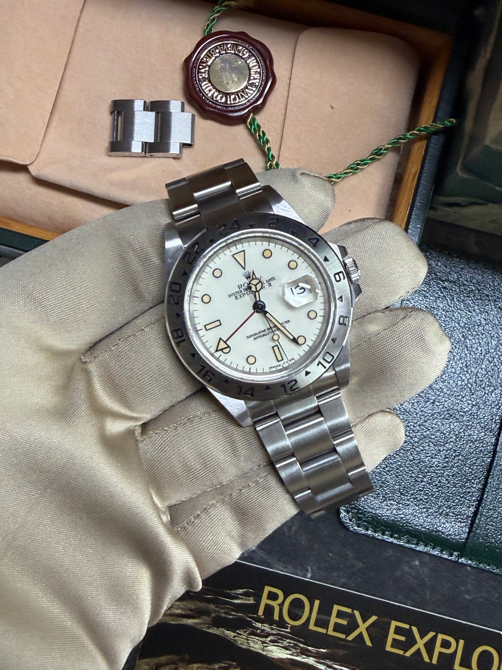 Rolex Explorer II 16750 "Panna Dial" Full Set