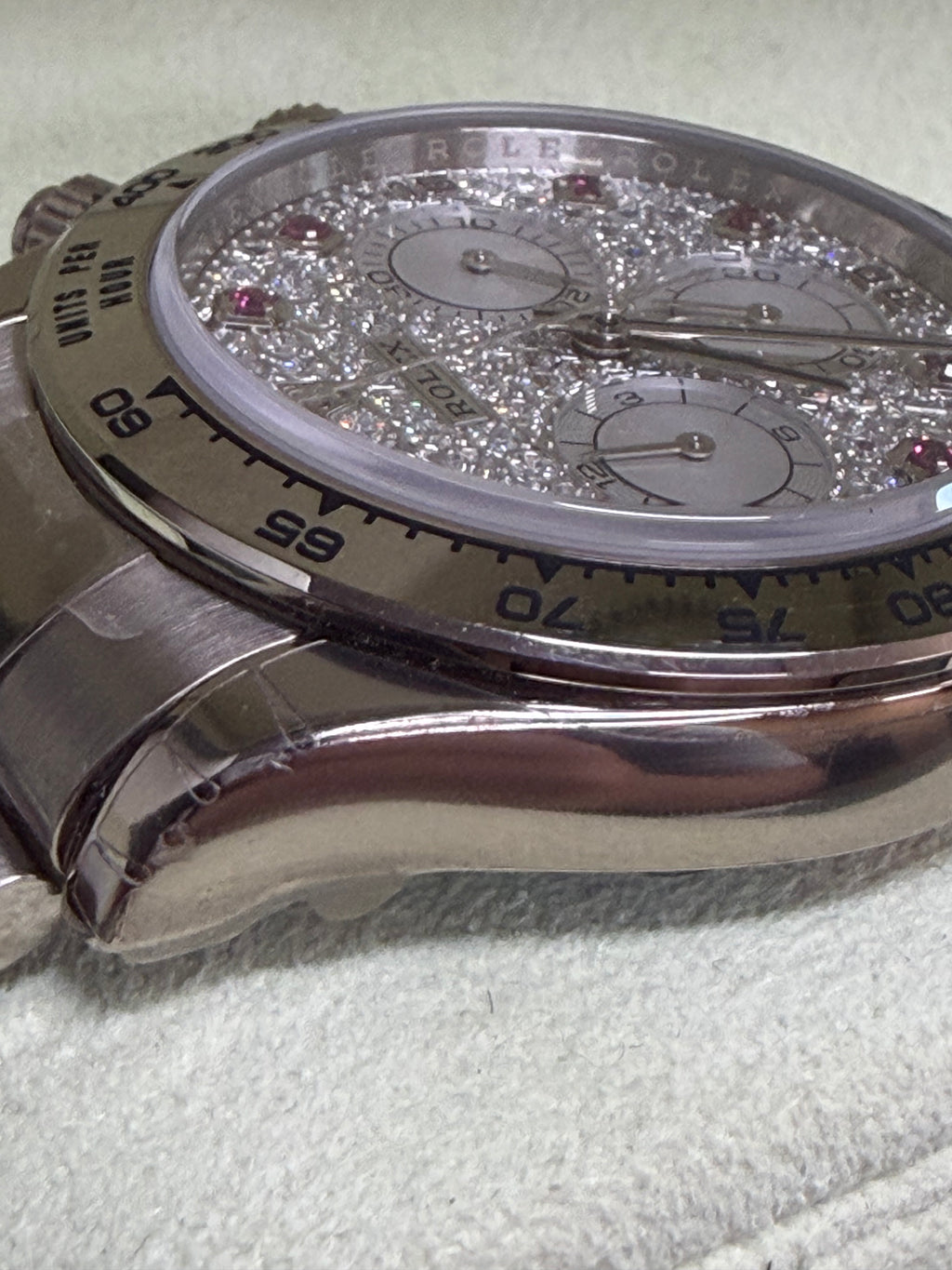 Rolex 116509 Daytona White Gold Diamond Pave & Pink Ruby Watch - Unworn