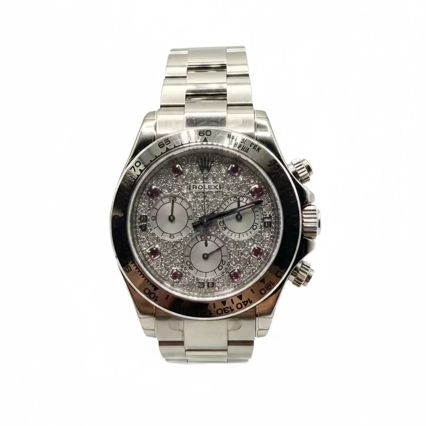 Rolex 116509 Daytona White Gold Diamond Pave & Pink Ruby Watch - Unworn