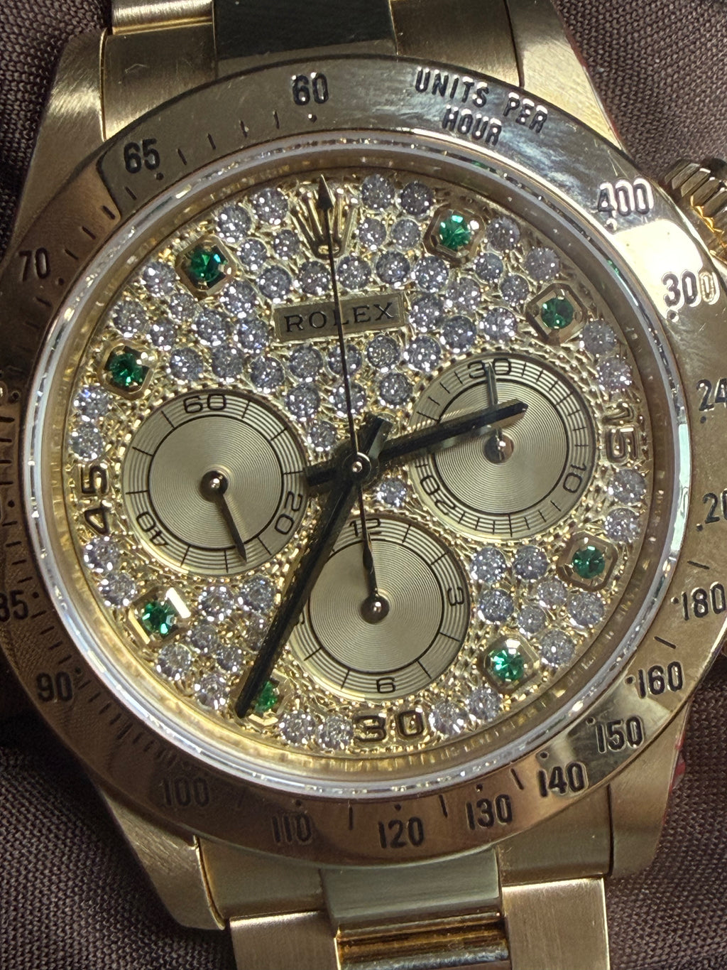 Rolex 16528 Zenith Pave & Emerald Dial - Full Set