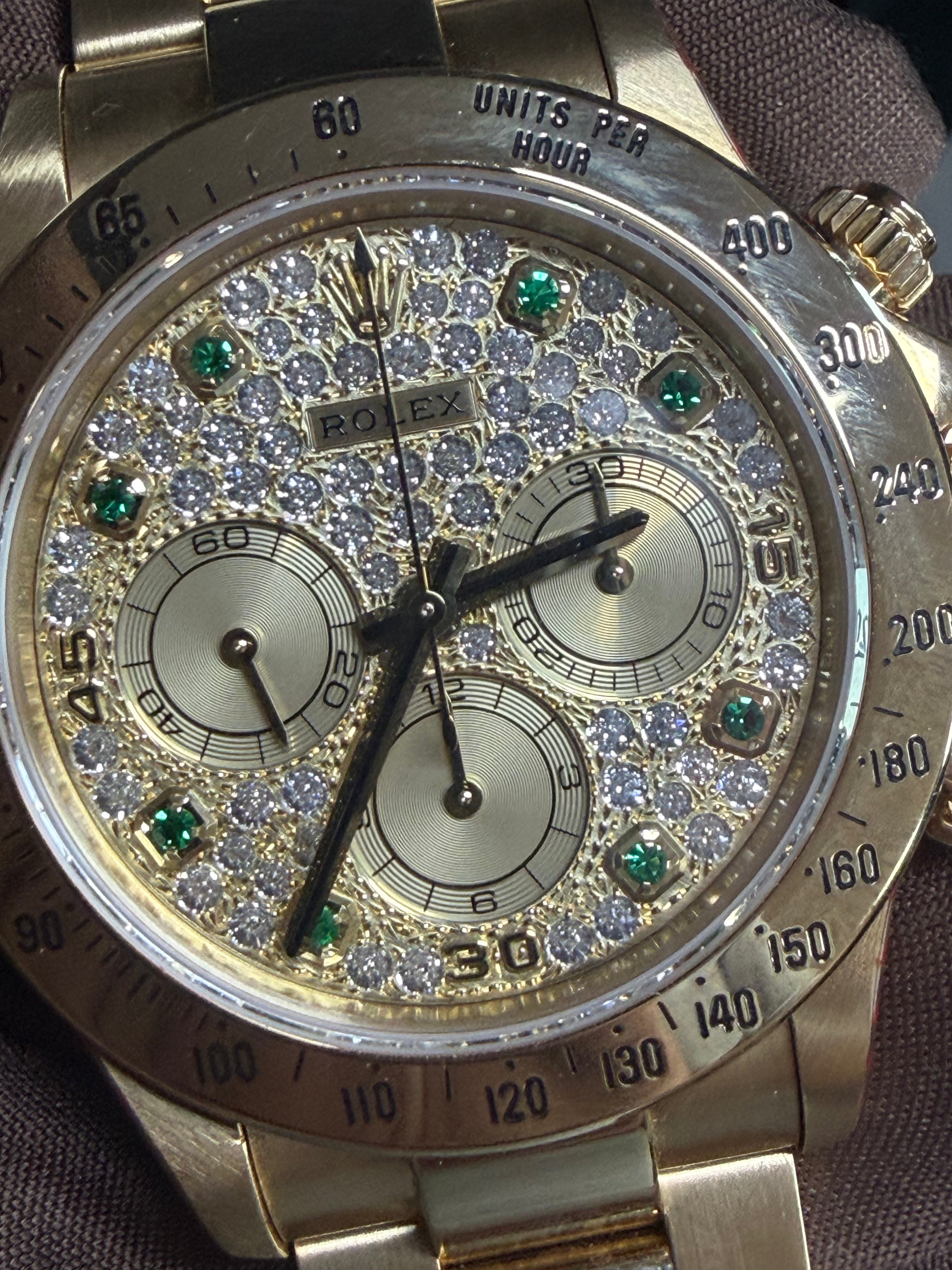 Rolex 16528 Zenith Pave & Emerald Dial - Full Set