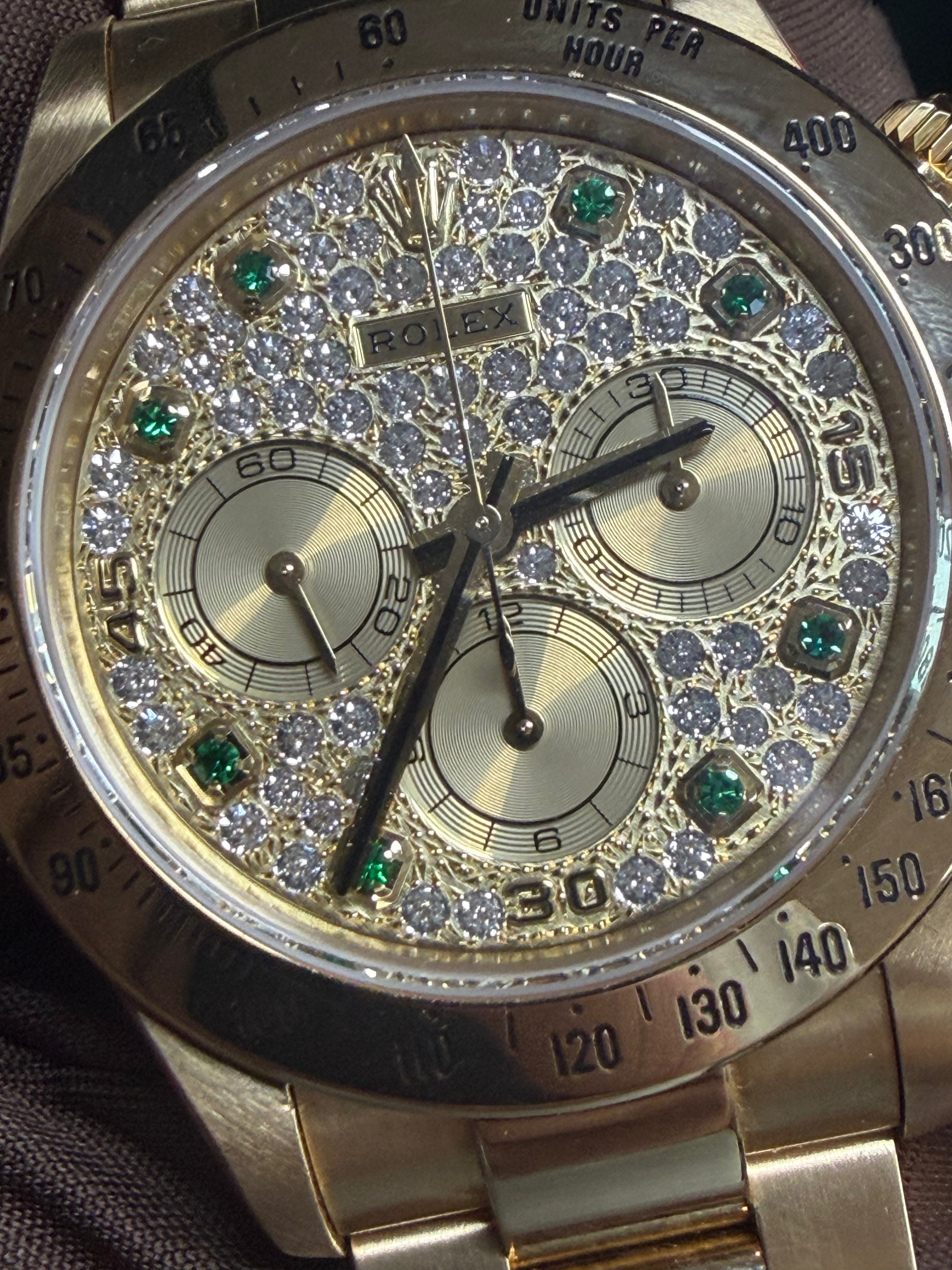 Rolex 16528 Zenith Pave & Emerald Dial - Full Set