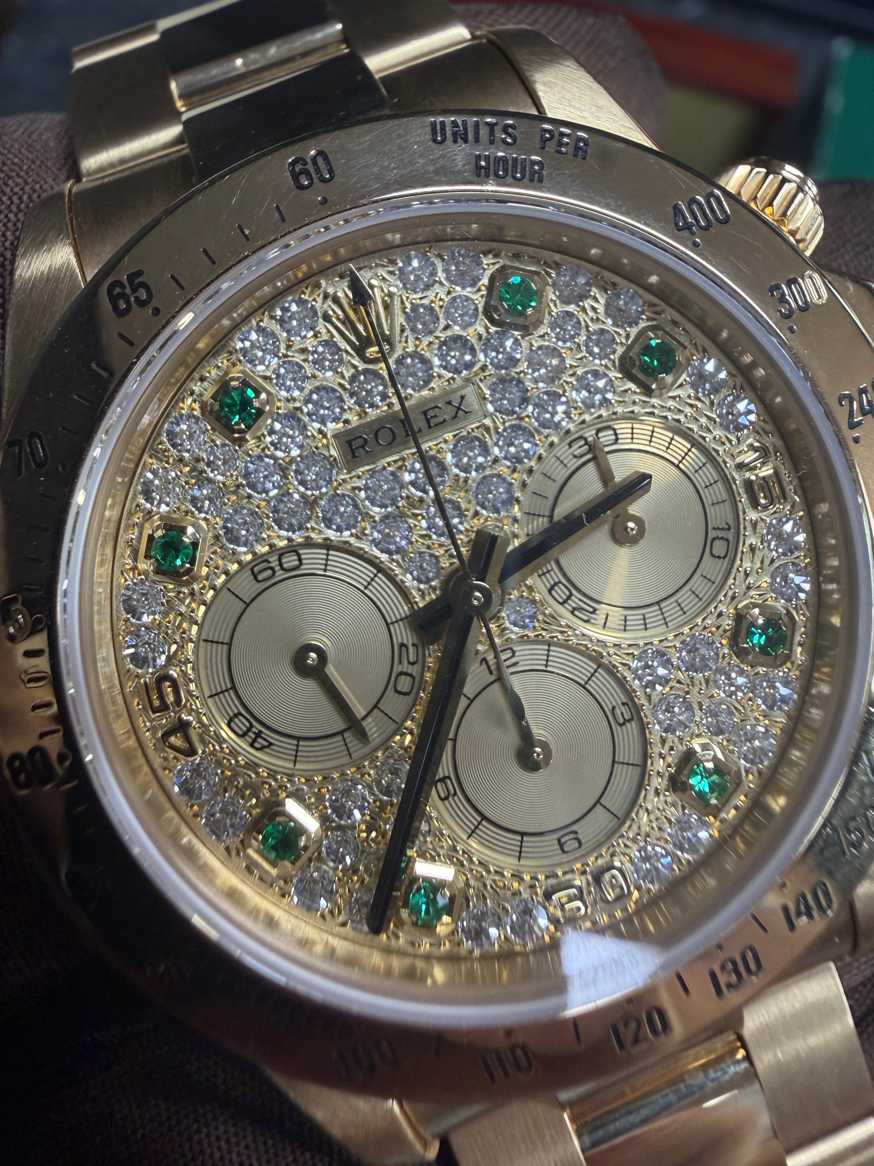 Rolex 16528 Zenith Pave & Emerald Dial - Full Set