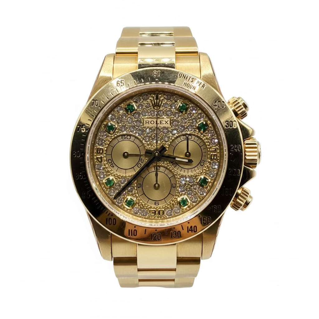 Rolex 16528 Zenith Pave & Emerald Dial - Full Set